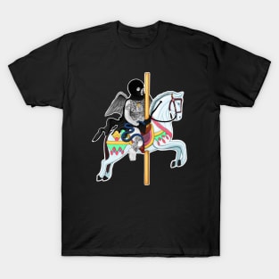 Tattooed Riot cherub on horse carousel with snake T-Shirt